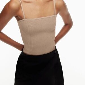 Babaton Knit Cami Cropped Tank in Tan Size Medium